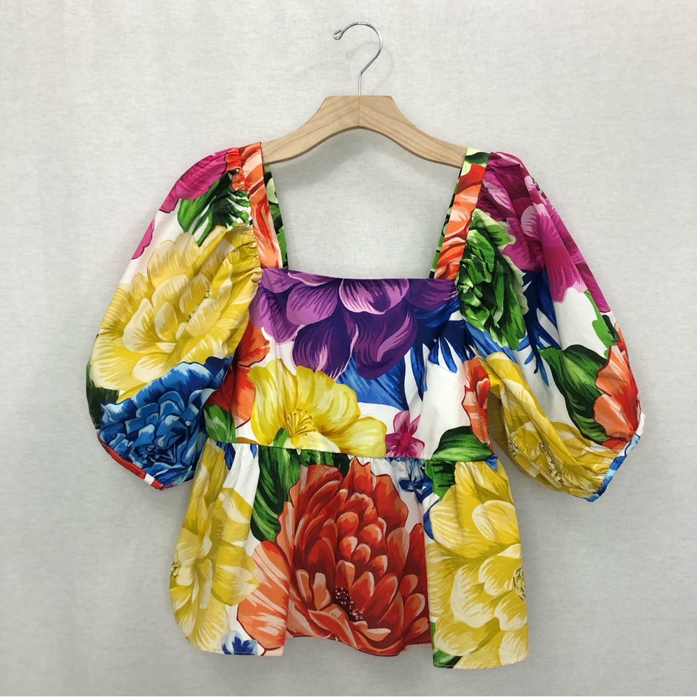 FARM Rio Rainbow Chita Empire Waist Blouse NWT Size Small